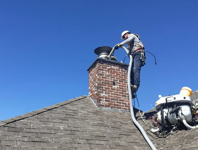 Dedicated Huntington Park Chimney Sweep team member cleaning a chimney in Huntington Park, CA