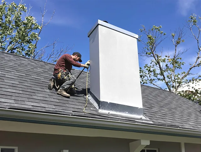 Huntington Park Chimney Sweep team member finishing chimney construction in Huntington Park, CA