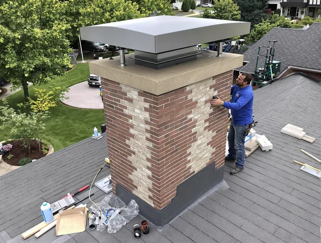 Huntington Park Chimney Sweep team working on a custom chimney remodel in Huntington Park, CA