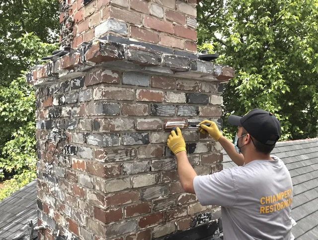 In-progress chimney restoration by Huntington Park Chimney Sweep in Huntington Park, CA