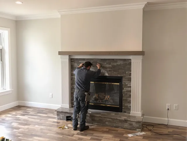 Huntington Park Chimney Sweep finishing a custom fireplace install in Huntington Park, CA